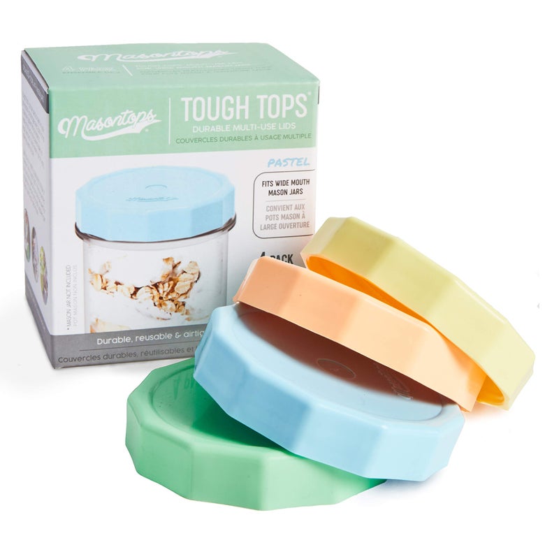 Masontops Tough Tops - Ball Wide Mouth Mason Jar Lids Plastic Leakproof - Multi Colored Plastic Mason Jar Lids - Reusable Canning Lids fit Ball Jars - Image 1